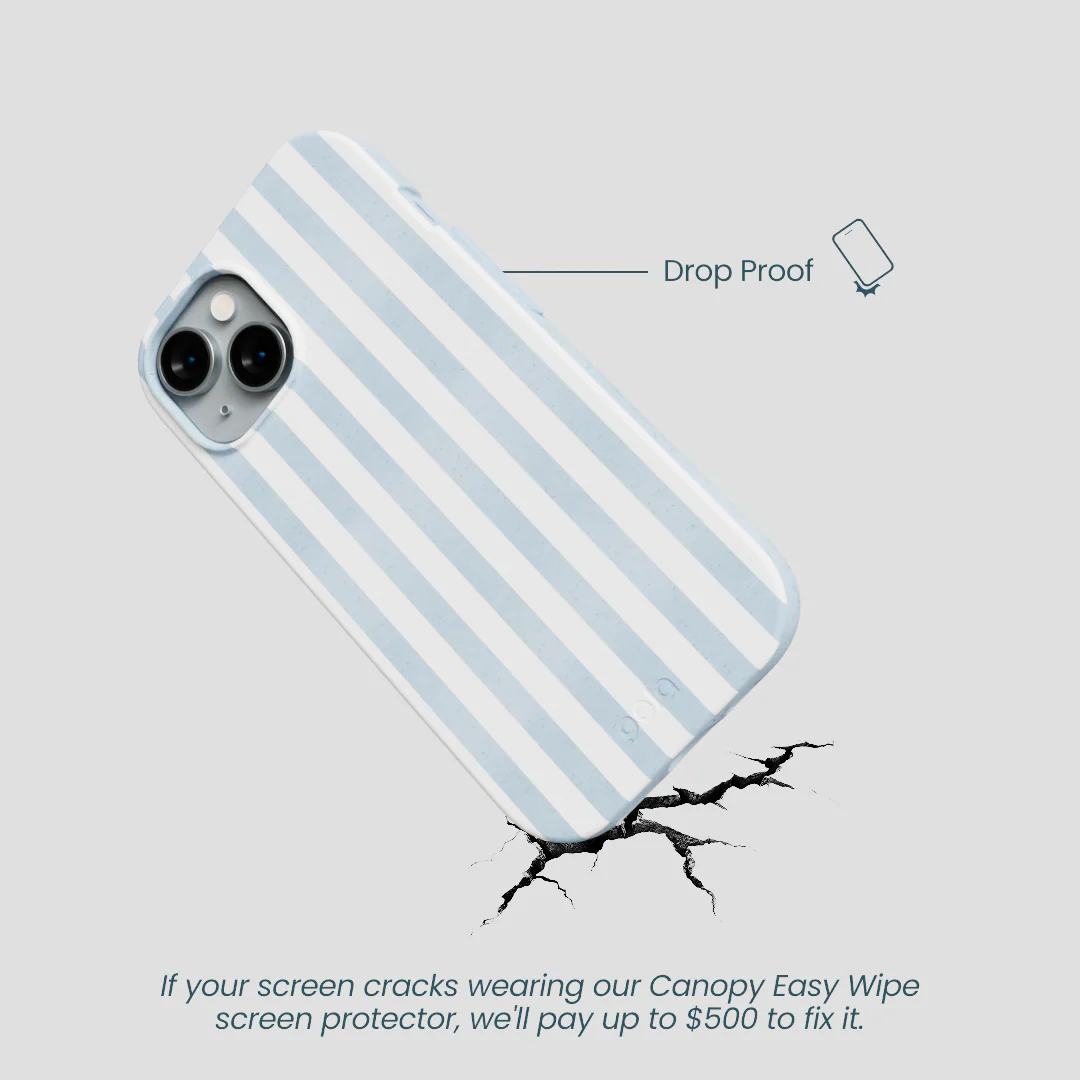 Powder Blue Cloud Stripes iPhone 14 Case - Image 5