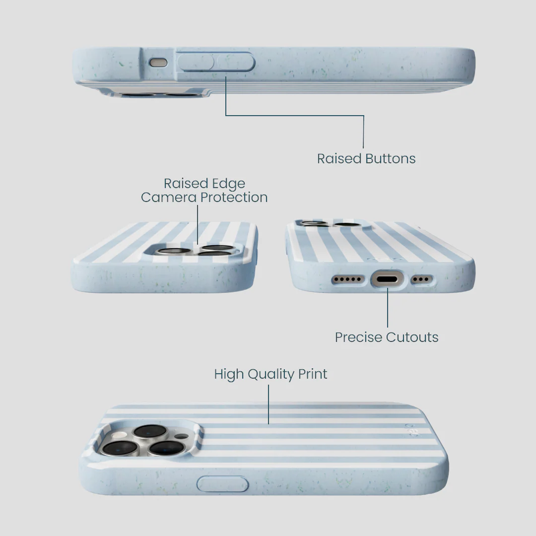 Powder Blue Cloud Stripes iPhone 14 Pro Case - Image 3