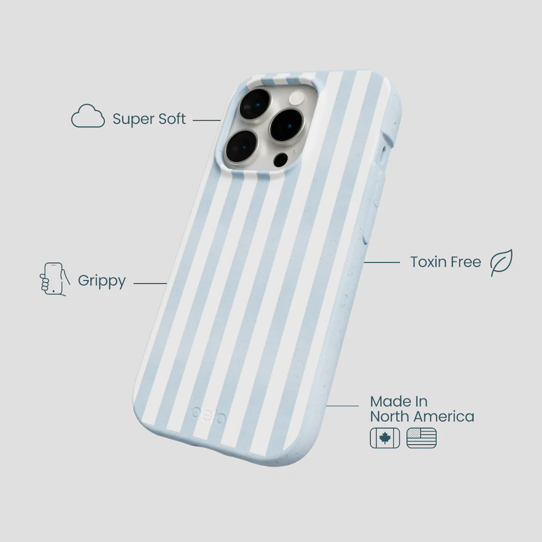Powder Blue Cloud Stripes iPhone 14 Pro Case - Image 4