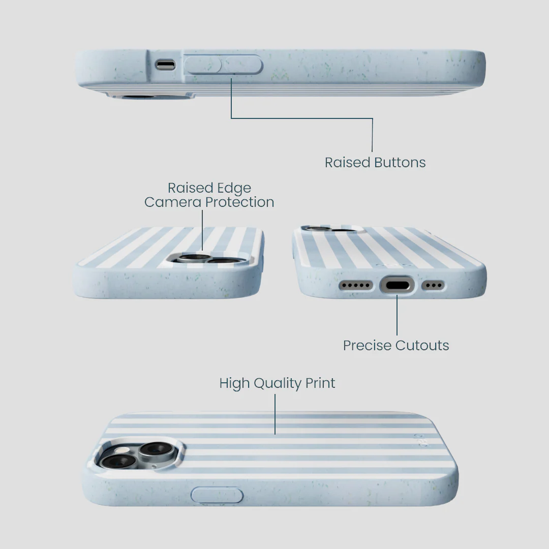 Powder Blue Cloud Stripes iPhone 15 Case - Image 3