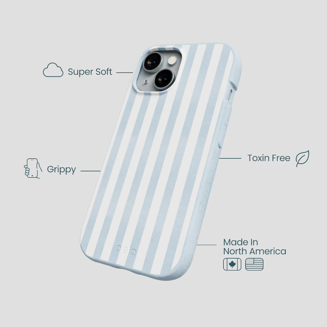 Powder Blue Cloud Stripes iPhone 15 Case - Image 4