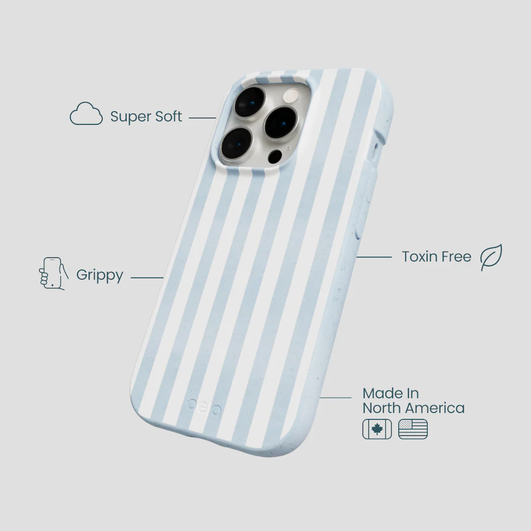 Powder Blue Cloud Stripes iPhone 15 Pro Case - Image 4
