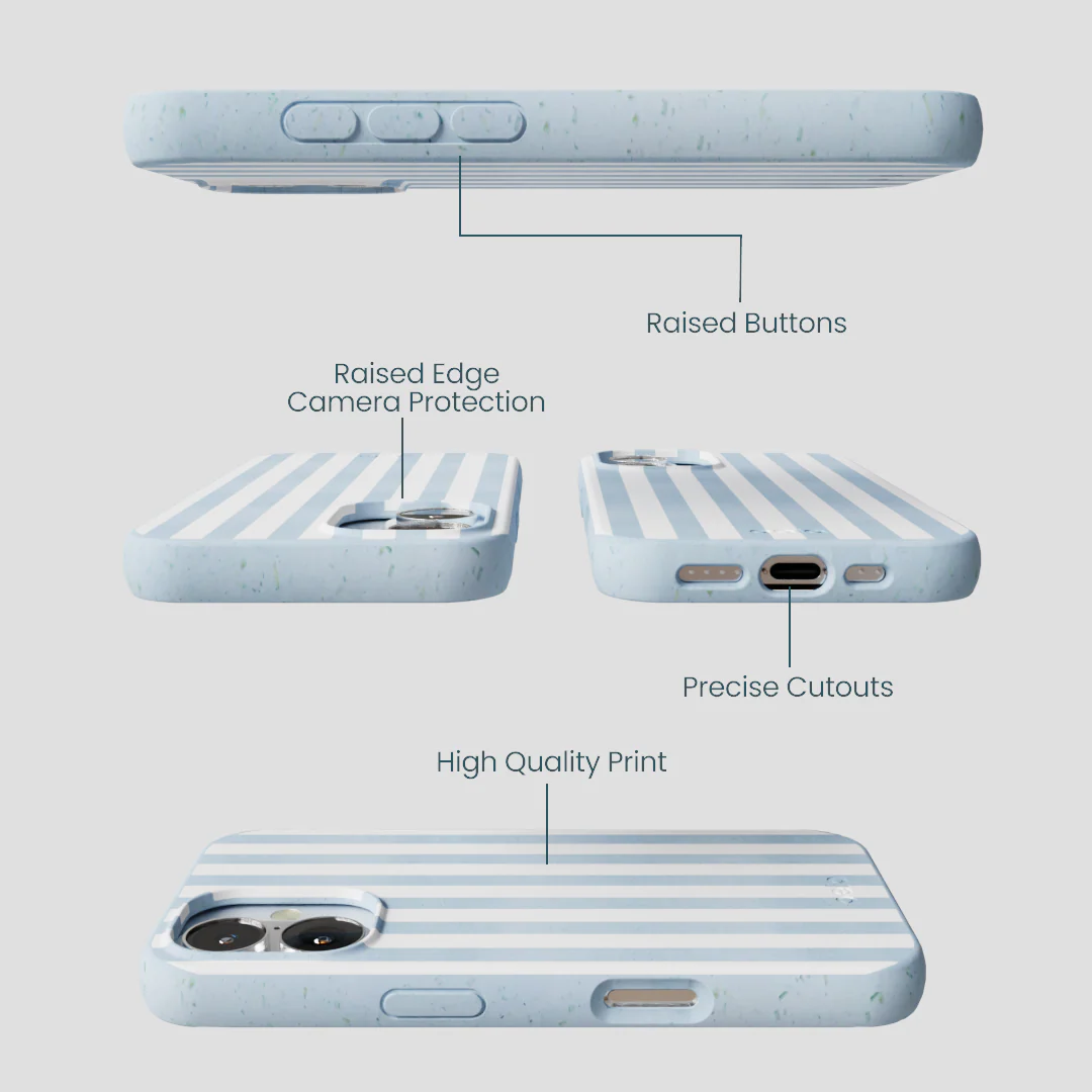 Powder Blue Cloud Stripes iPhone 16 Case - Image 3