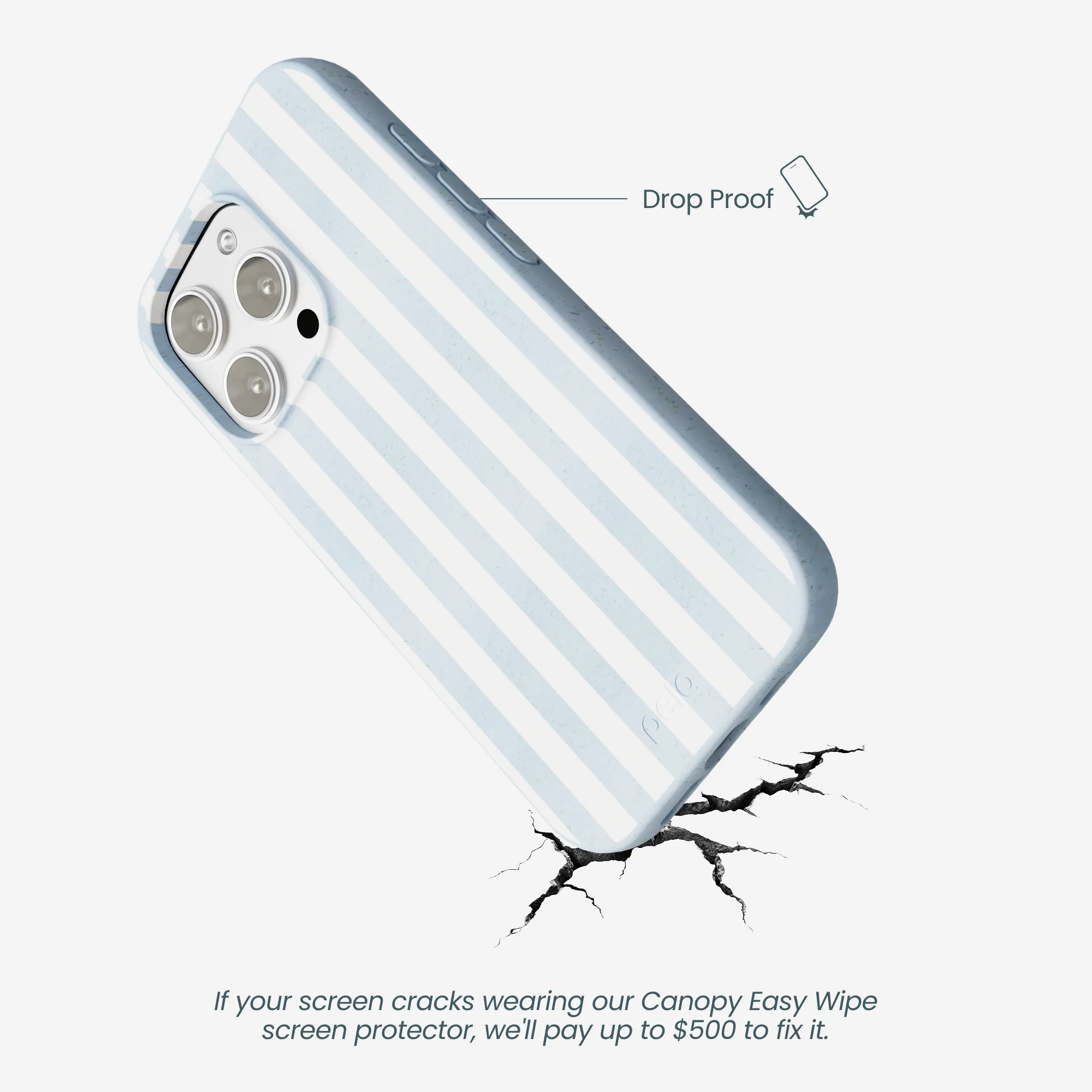 Powder Blue Cloud Stripes iPhone 16 Pro Max Case - Image 5