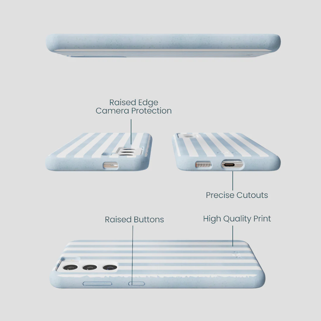 Powder Blue Cloud Stripes Samsung Galaxy S21 Case - Image 3