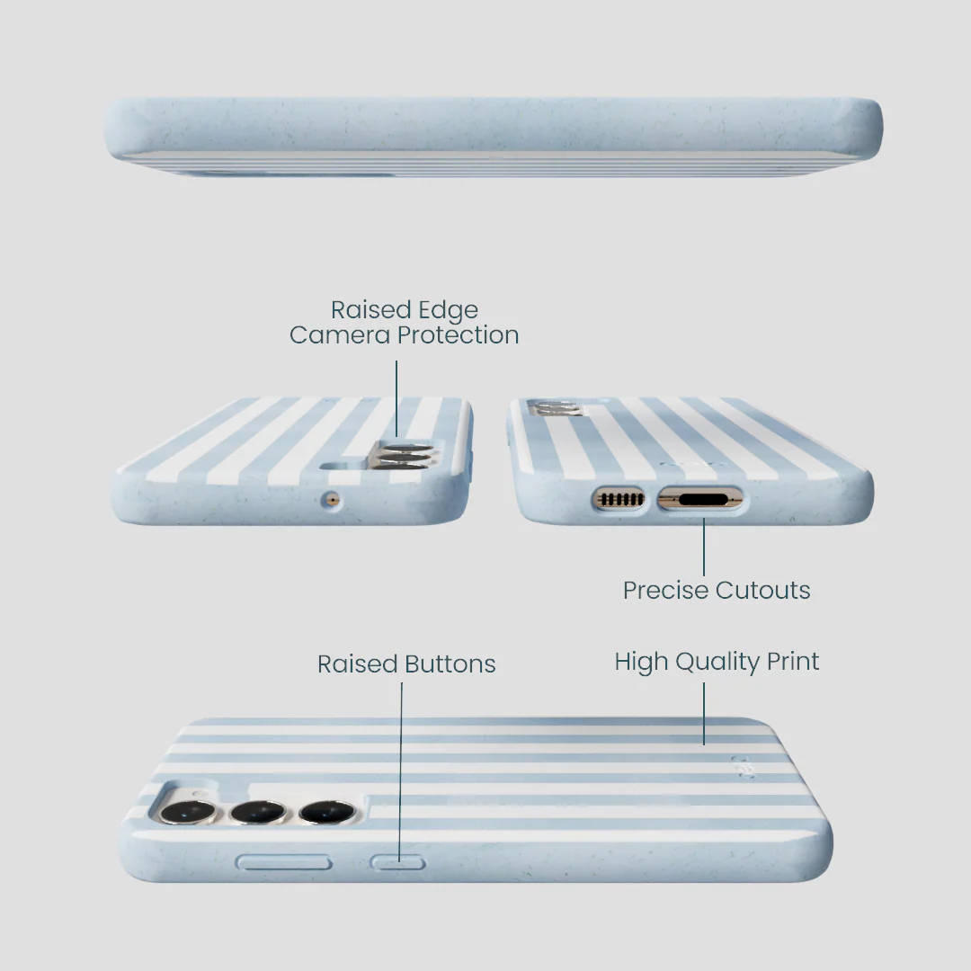 Powder Blue Cloud Stripes Samsung Galaxy S24+(Plus) Case - Image 3