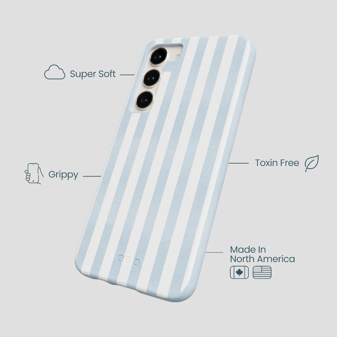 Powder Blue Cloud Stripes Samsung Galaxy S24+(Plus) Case - Image 4