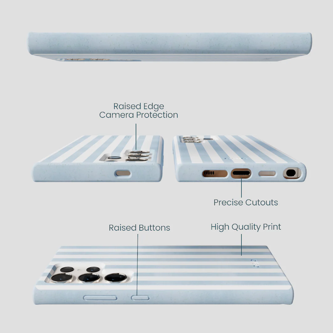 Powder Blue Cloud Stripes Samsung Galaxy S24 Ultra Case - Image 3