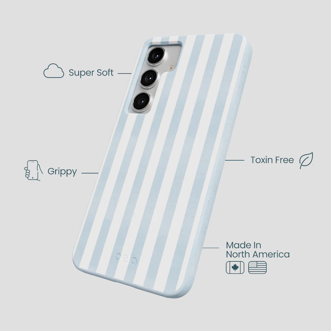 Powder Blue Cloud Stripes Samsung Galaxy S25+(Plus) Case - Image 4