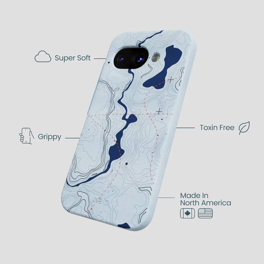 Powder Blue Contour Lines Google Pixel 9a Case - Image 3