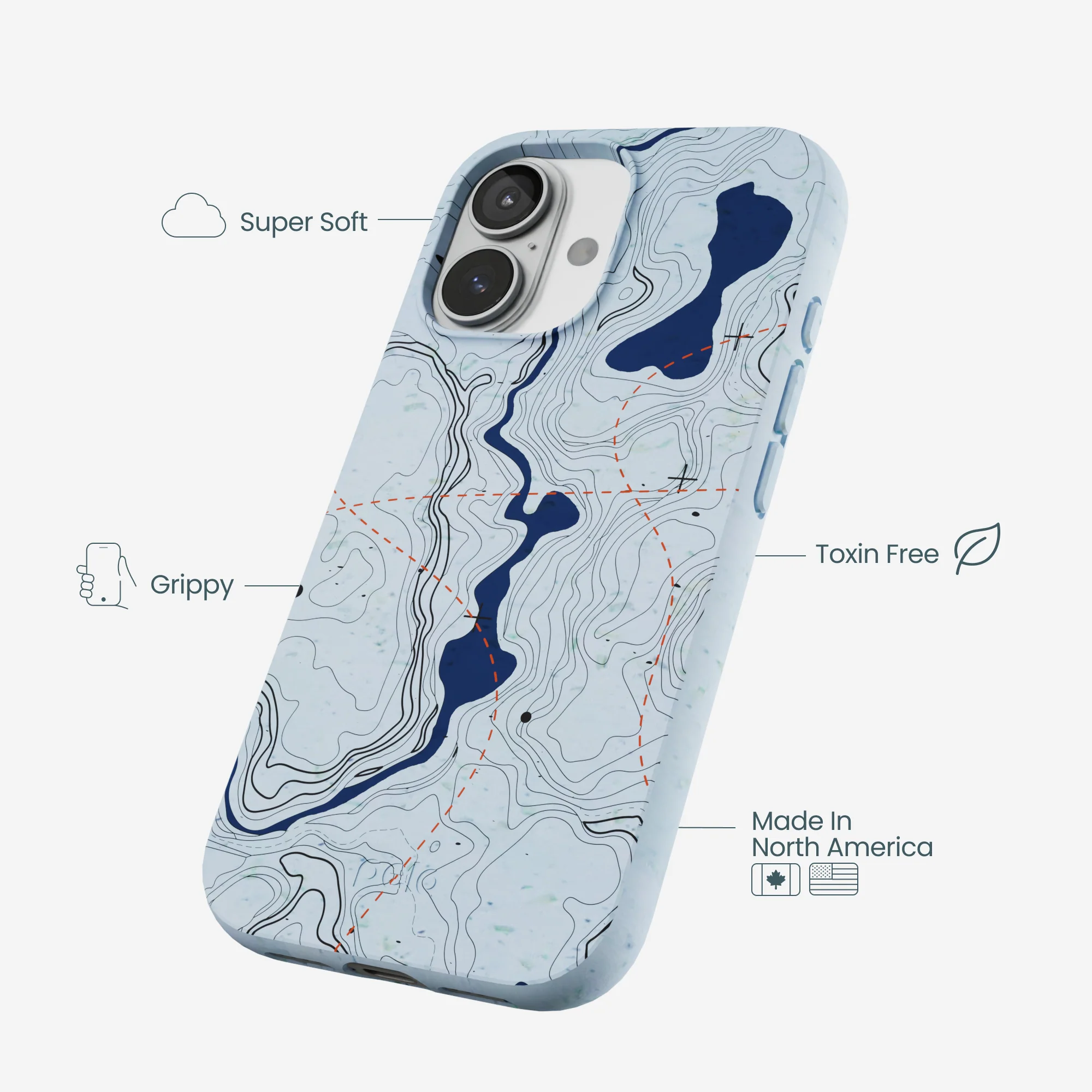 Powder Blue Contour Lines iPhone 17 Case - Image 4