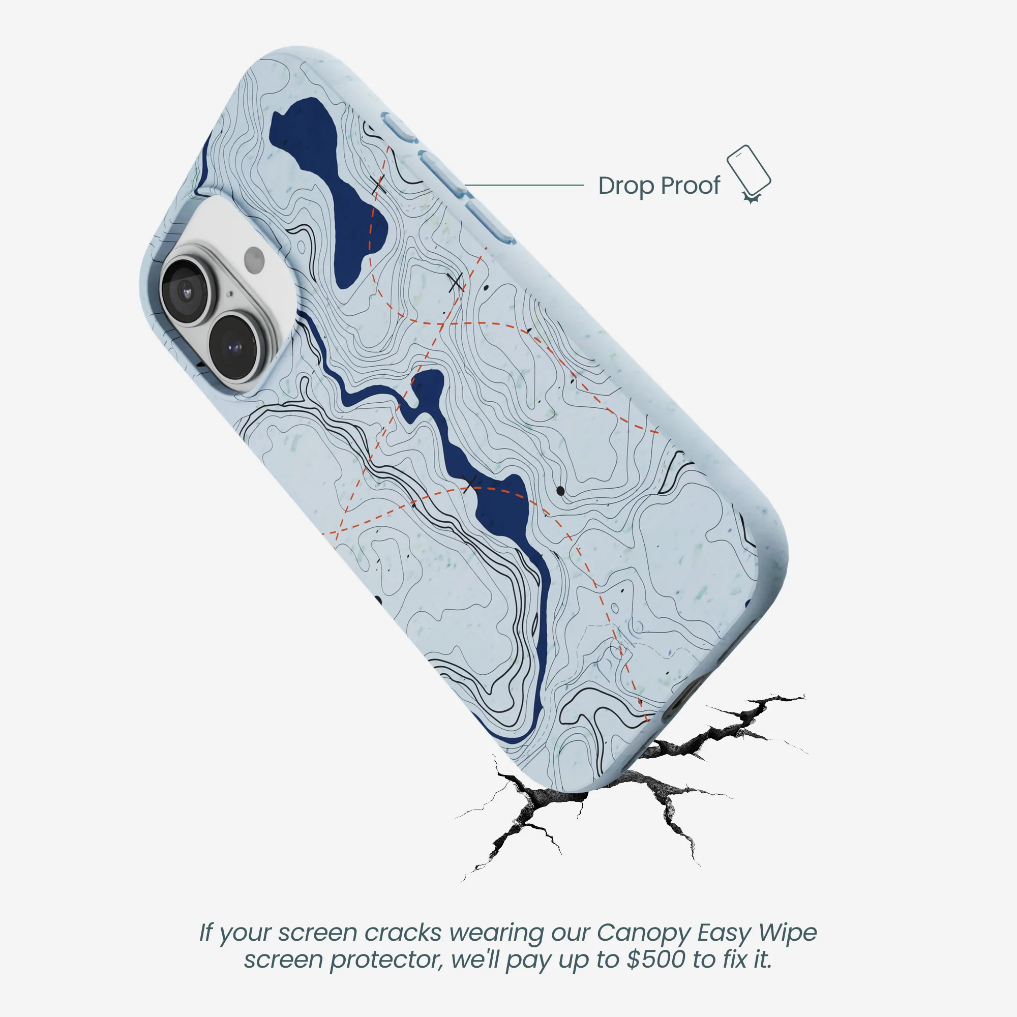 Powder Blue Contour Lines iPhone 17 Case - Image 5