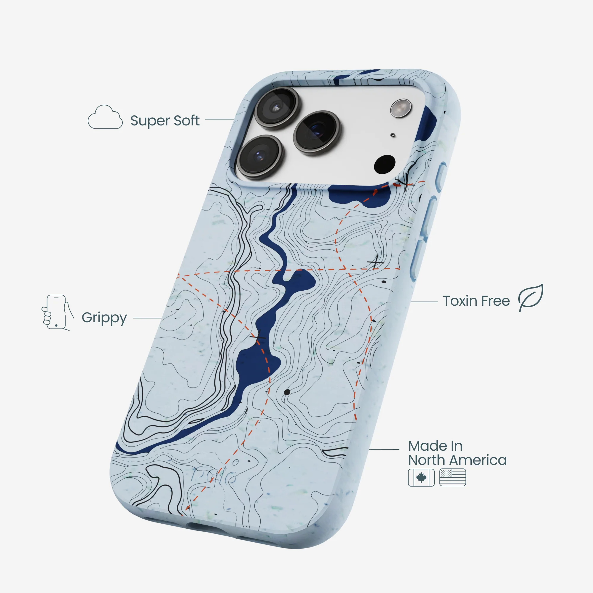 Powder Blue Contour Lines iPhone 17 Pro Case - Image 4