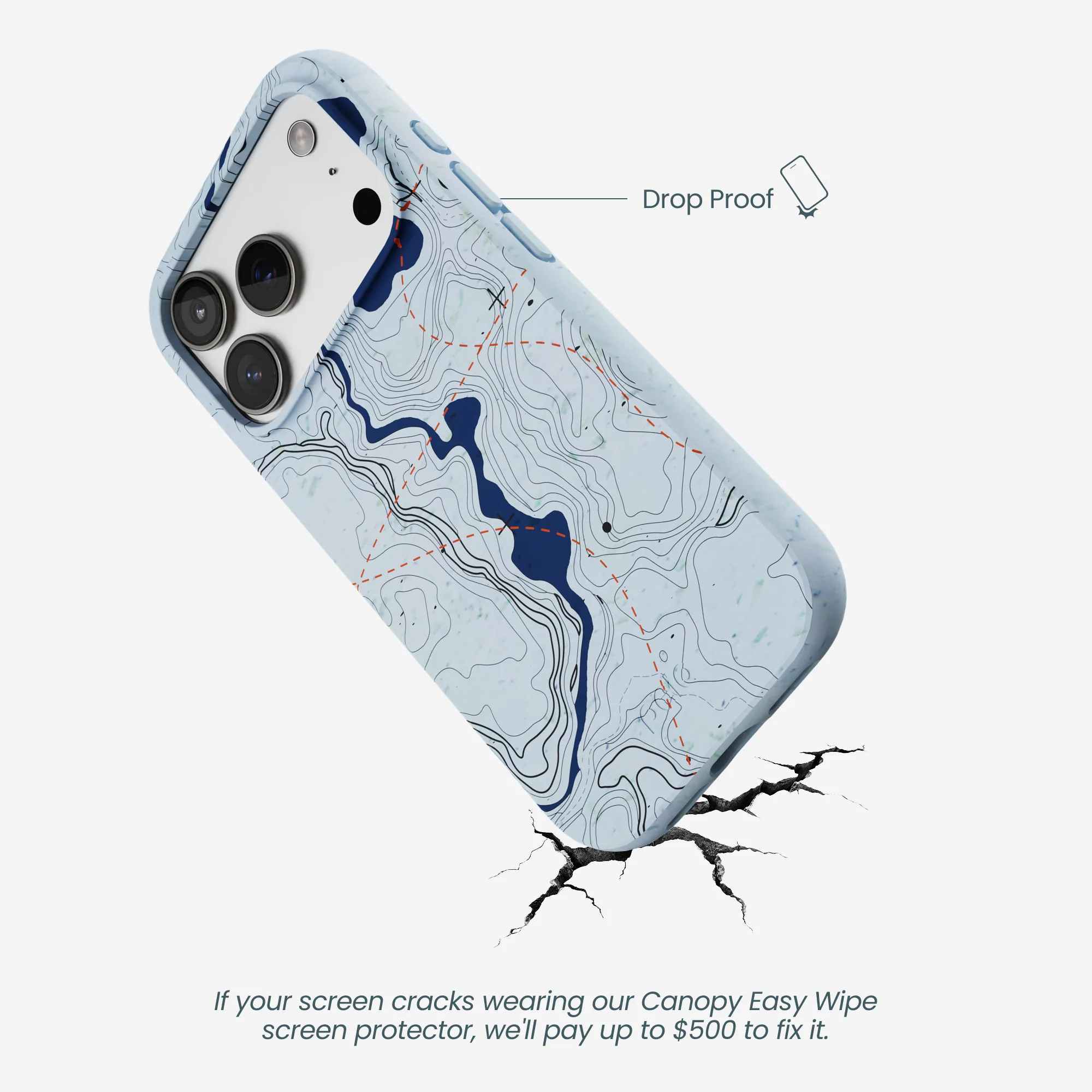Powder Blue Contour Lines iPhone 17 Pro Case - Image 5