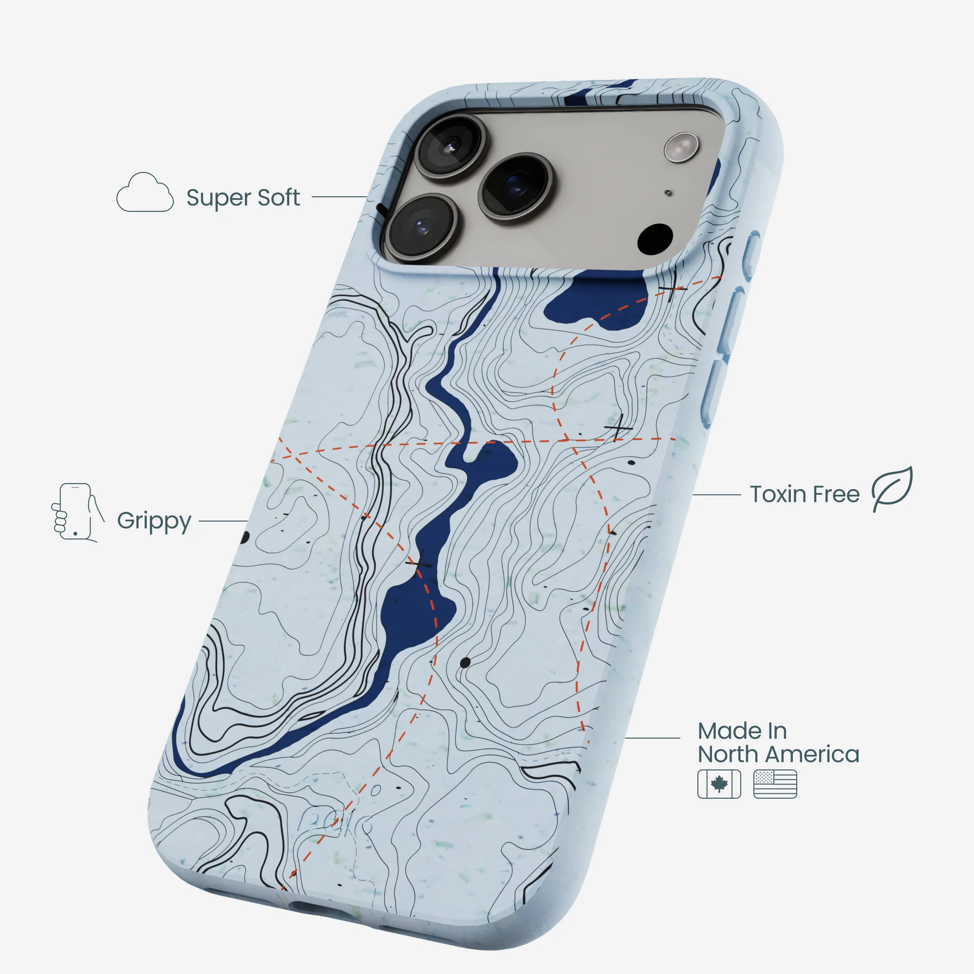 Powder Blue Contour Lines iPhone 17 Pro Max Case - Image 4
