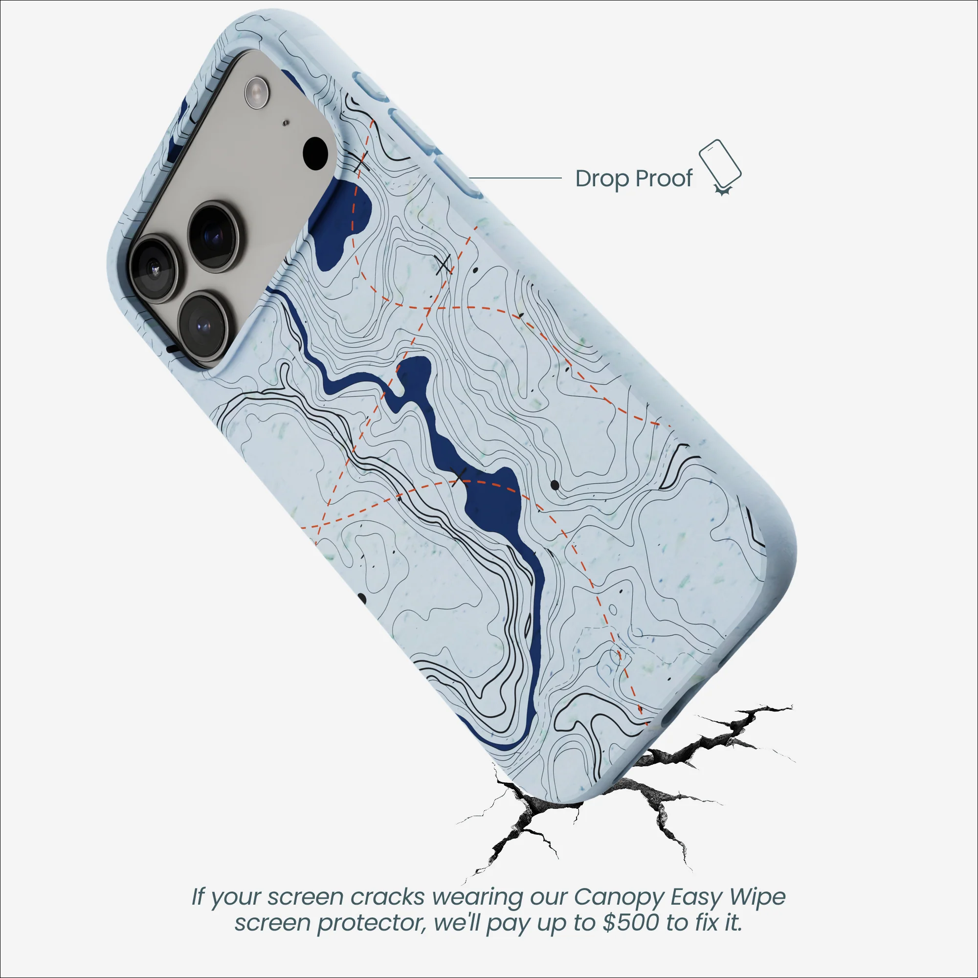 Powder Blue Contour Lines iPhone 17 Pro Max Case - Image 5