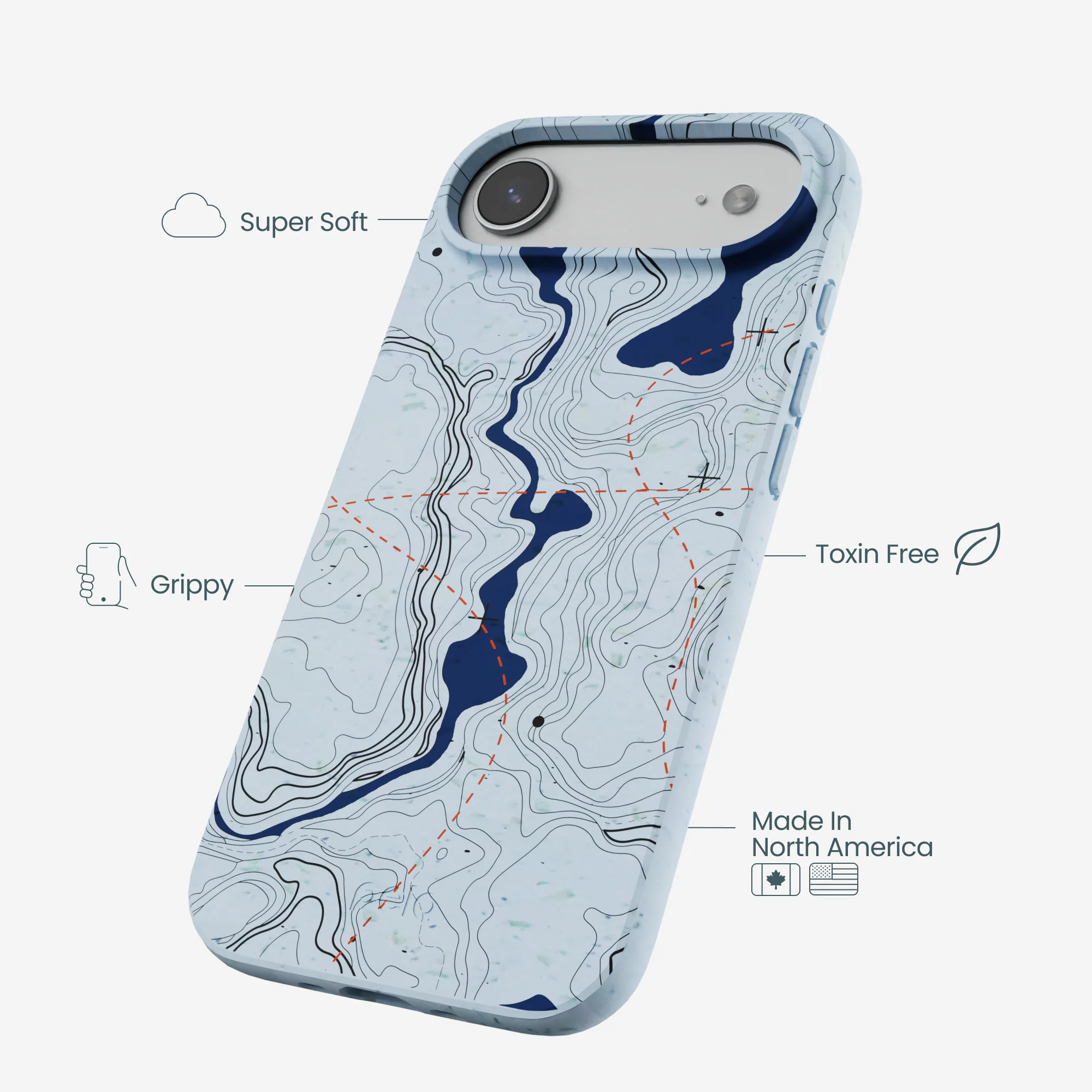 Powder Blue Contour Lines iPhone Air Case - Image 4