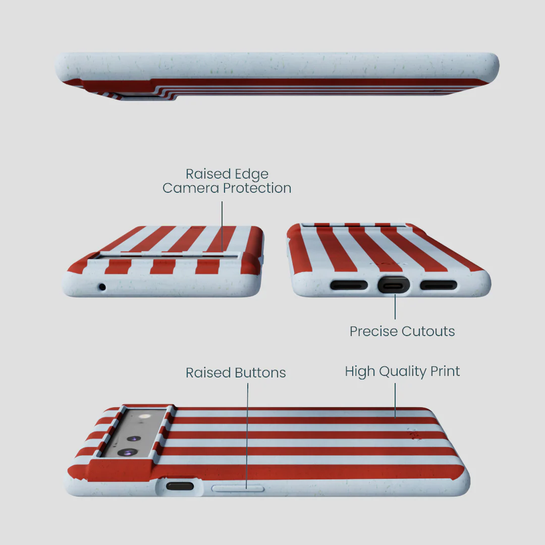 Powder Blue Copper Stripes Google Pixel 6 Case - Image 2