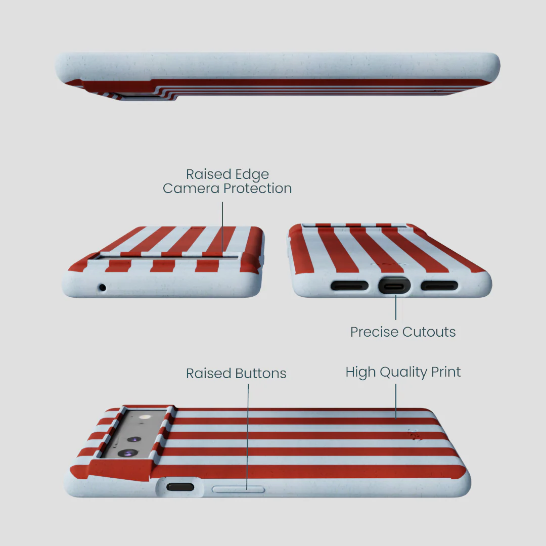 Powder Blue Copper Stripes Google Pixel 6a Case - Image 2