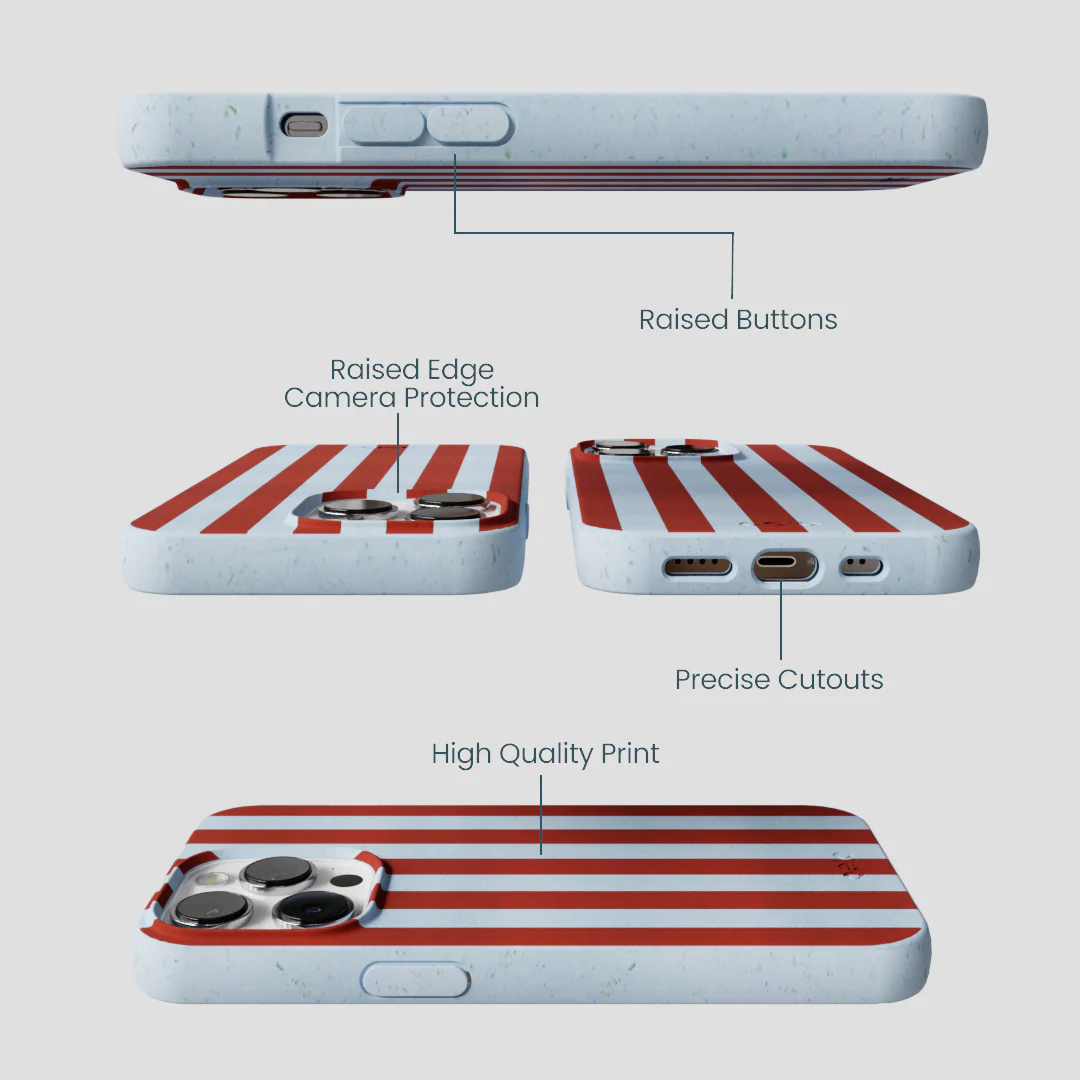 Powder Blue Copper Stripes iPhone 13 Pro Max Case - Image 3