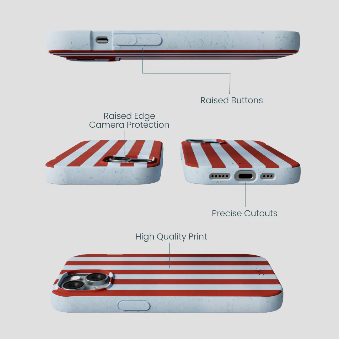 Powder Blue Copper Stripes iPhone 14 Case - Image 3