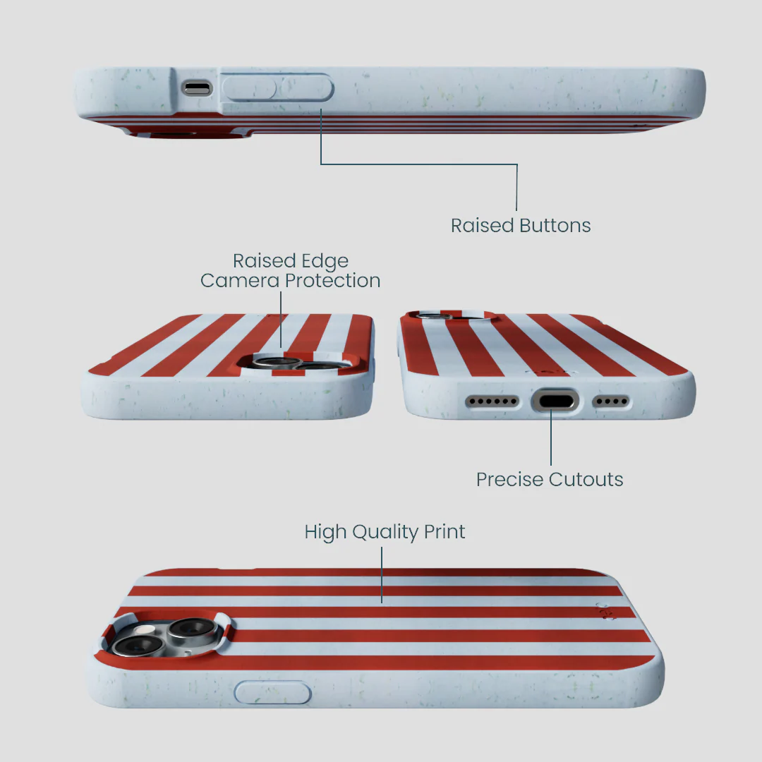 Powder Blue Copper Stripes iPhone 14 Plus Case - Image 3