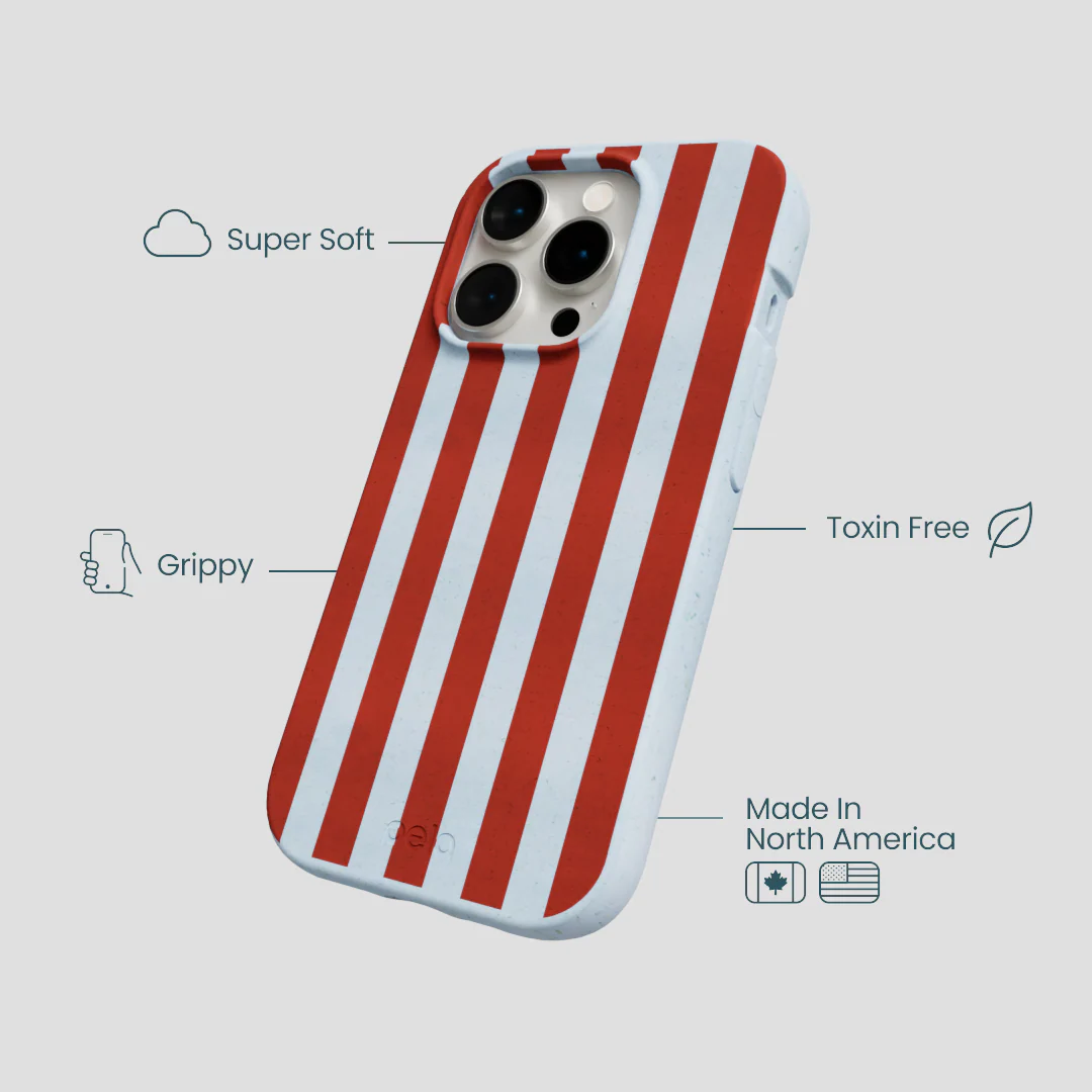 Powder Blue Copper Stripes iPhone 14 Pro Case - Image 4