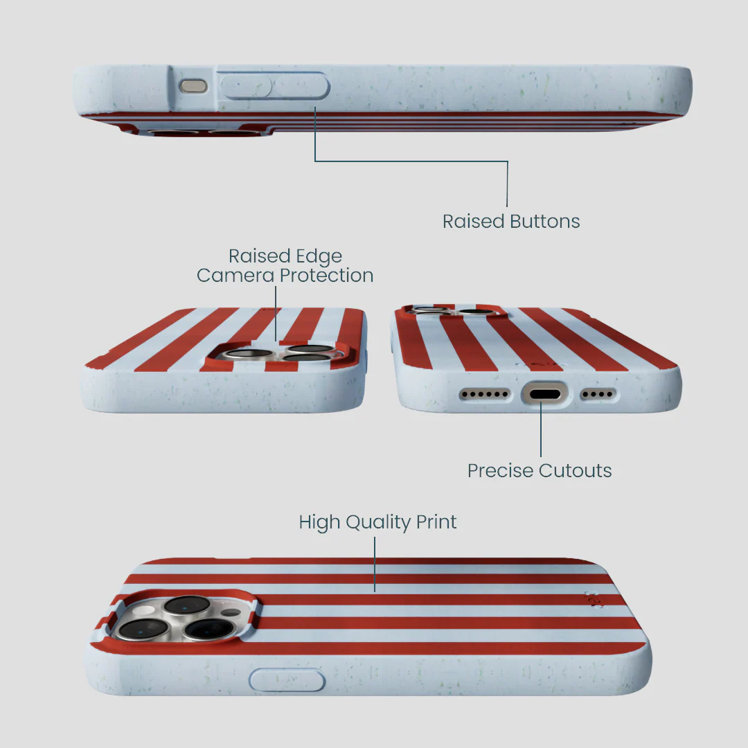 Powder Blue Copper Stripes iPhone 14 Pro Max Case - Image 3