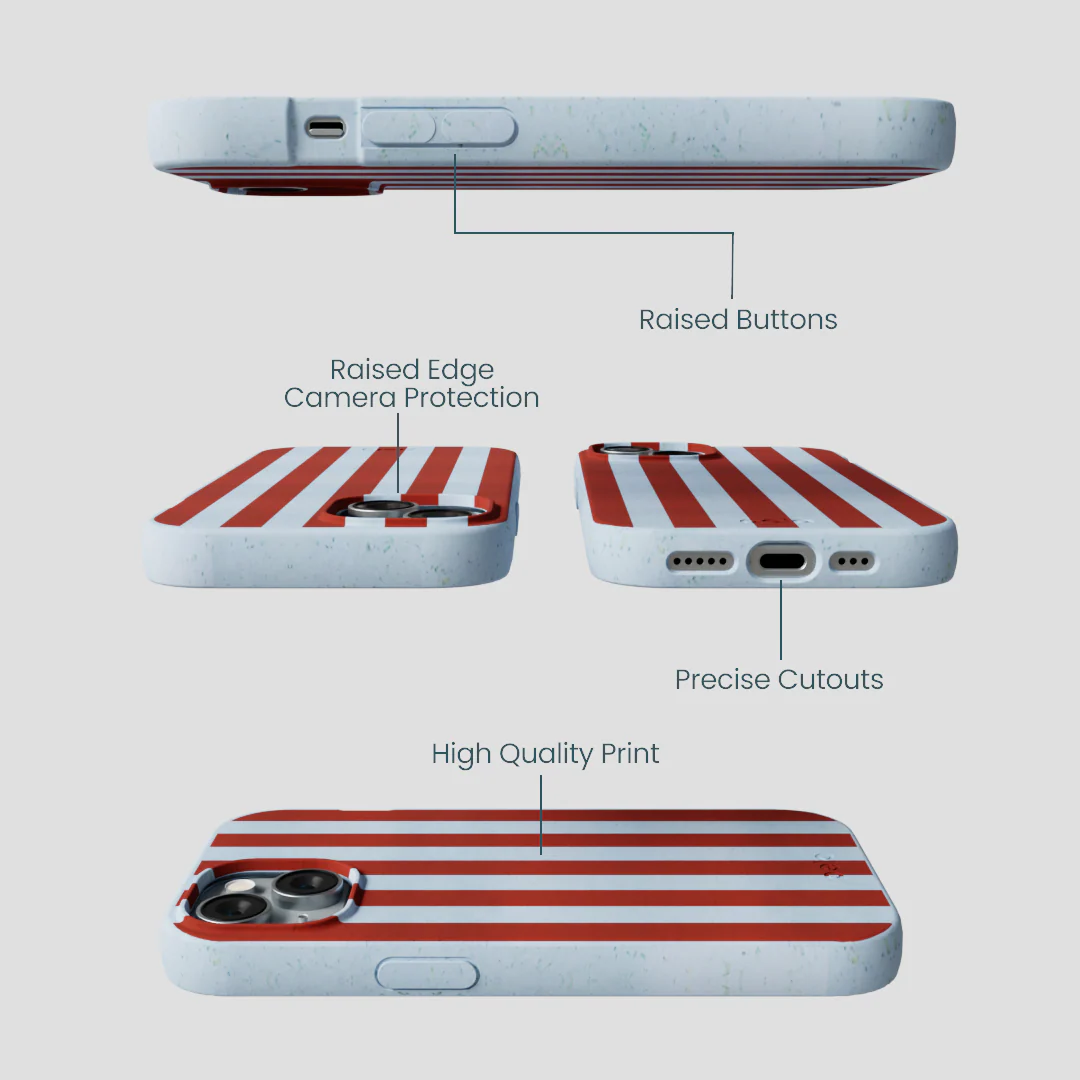 Powder Blue Copper Stripes iPhone 15 Case - Image 3