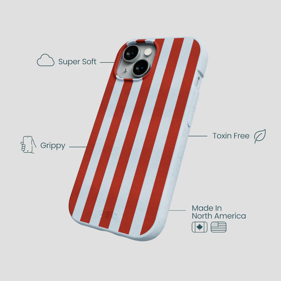 Powder Blue Copper Stripes iPhone 15 Case - Image 4