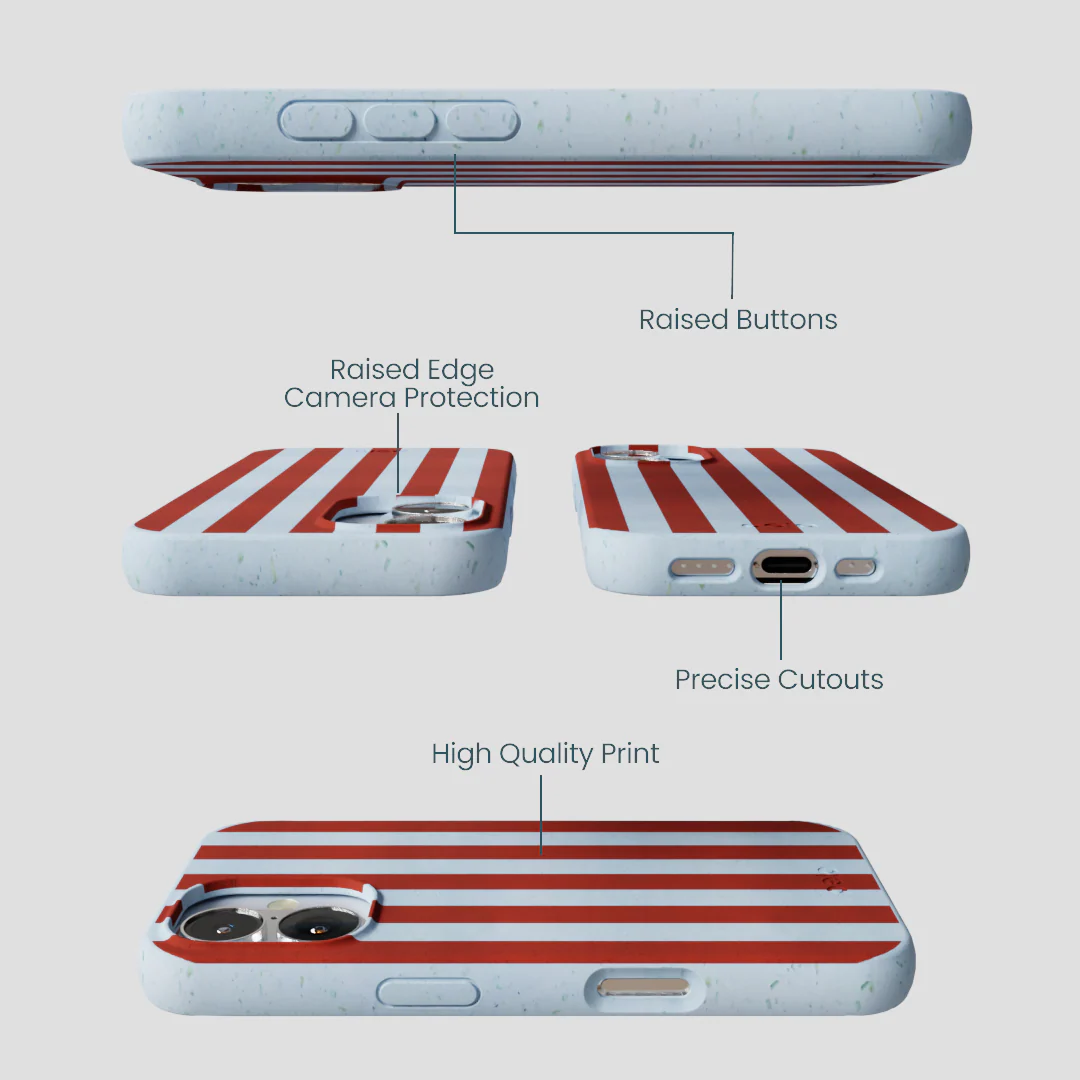 Powder Blue Copper Stripes iPhone 16 Case - Image 3