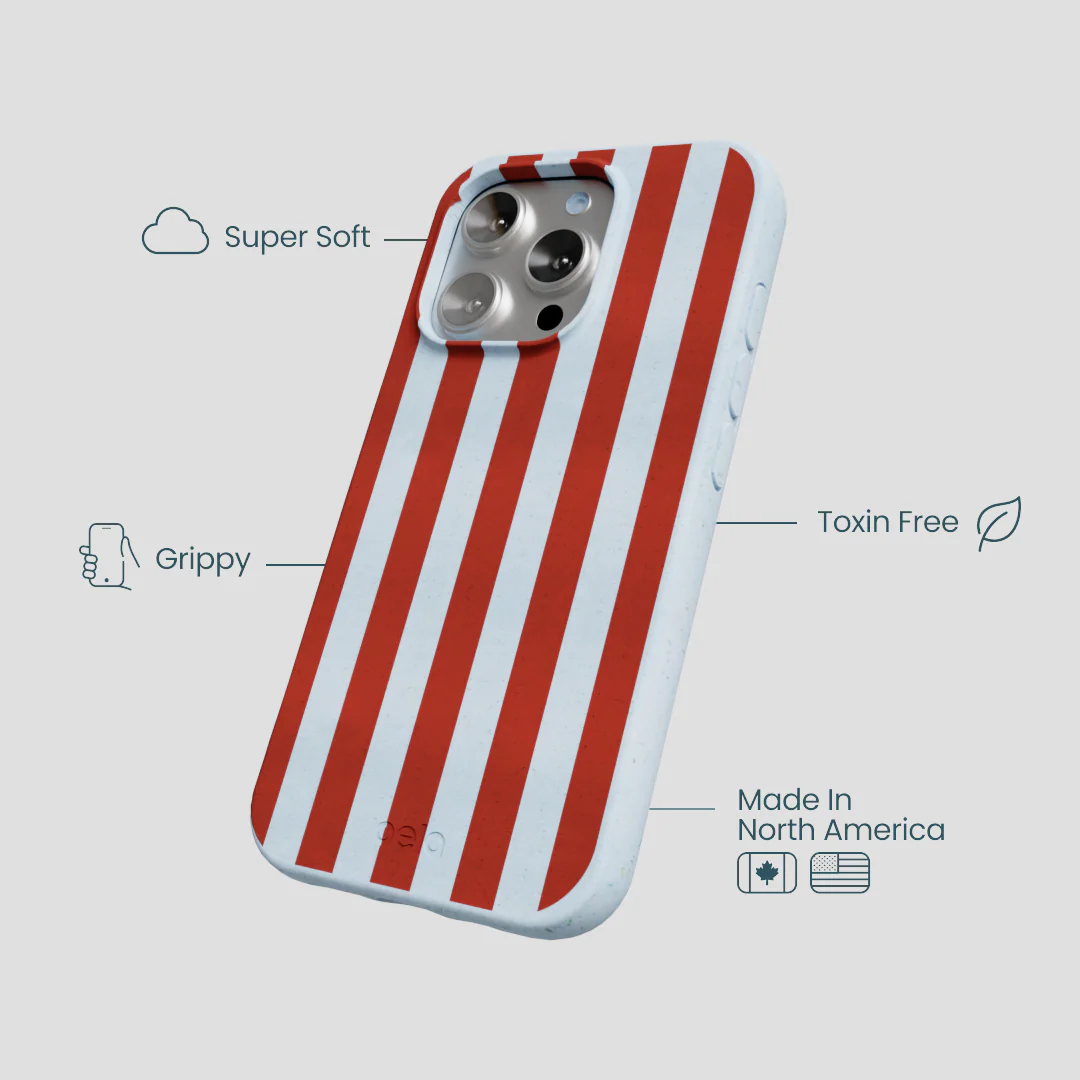 Powder Blue Copper Stripes iPhone 16 Pro Case - Image 4