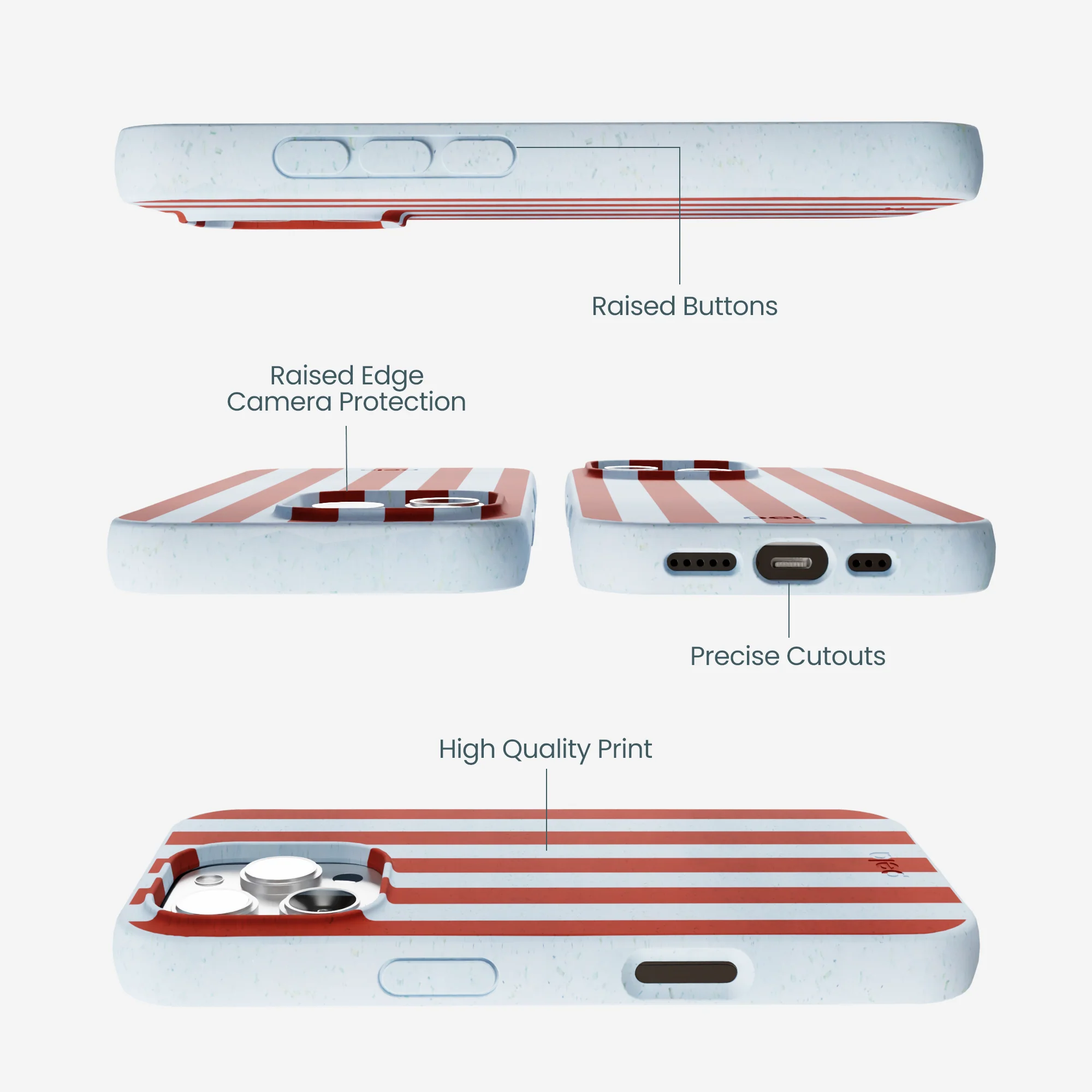 Powder Blue Copper Stripes iPhone 16 Pro Max Case - Image 3