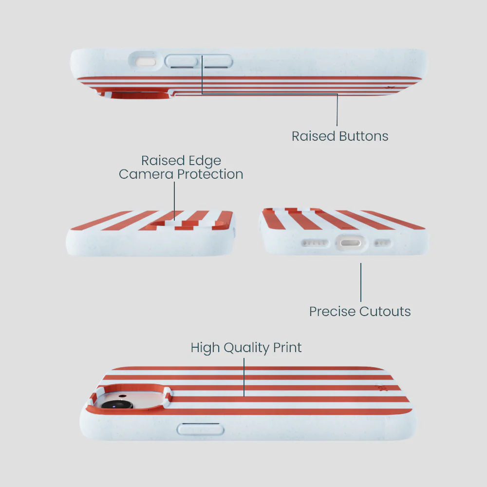 Powder Blue Copper Stripes iPhone 16e/17e Case - Image 3