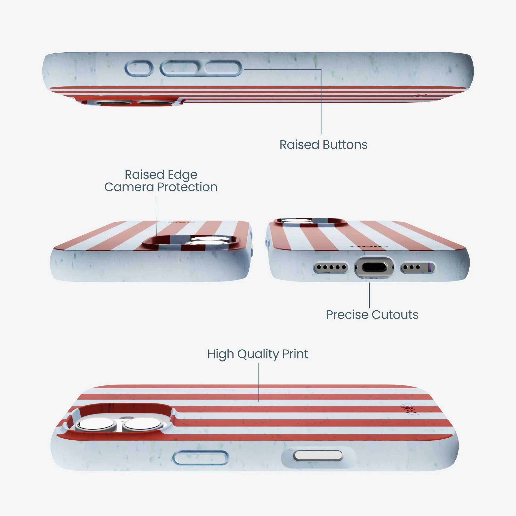Powder Blue Copper Stripes iPhone 17 Case - Image 3