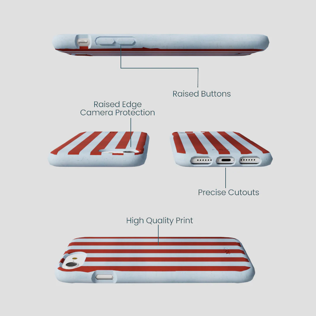 Powder Blue Copper Stripes iPhone 6/6s/7/8/SE Case - Image 3