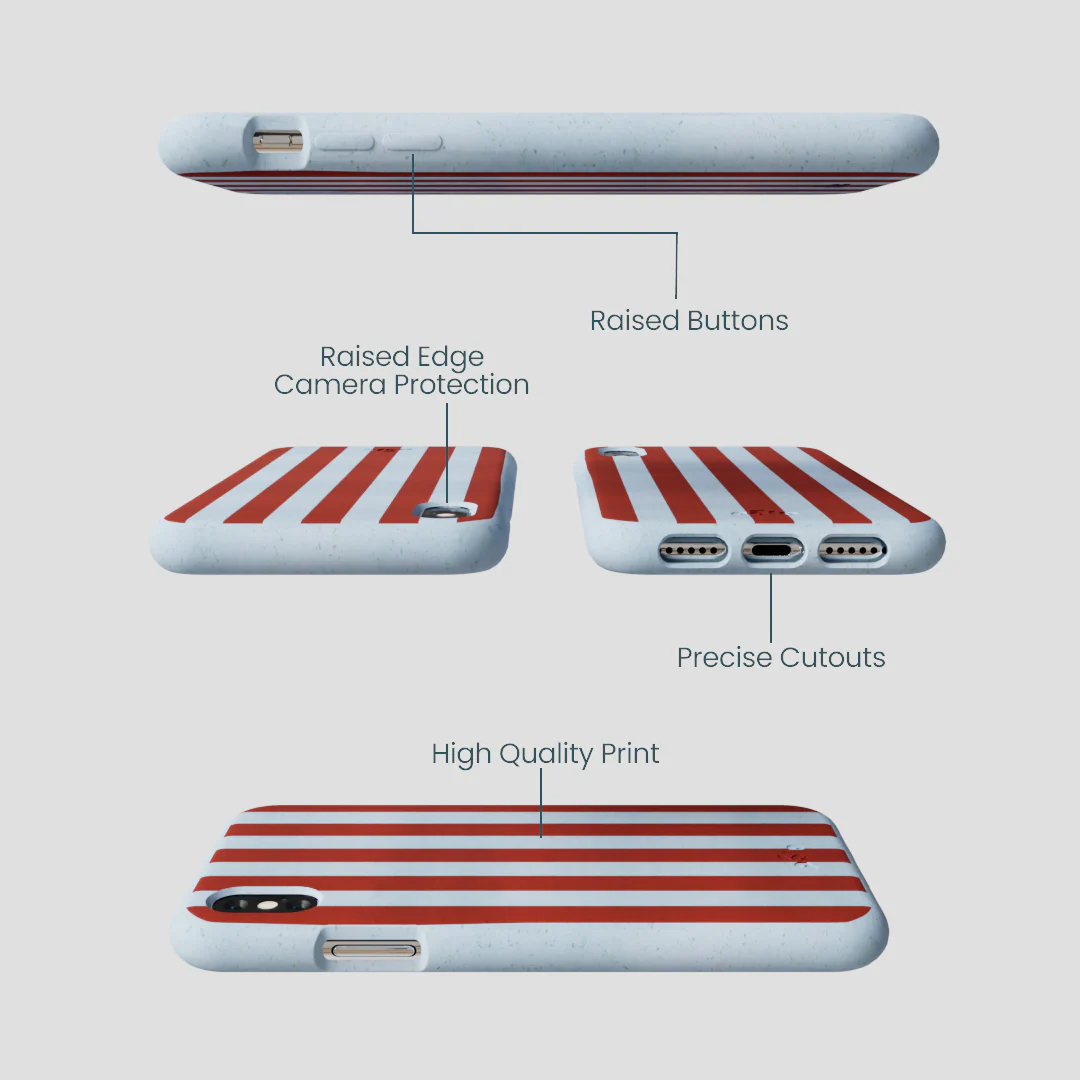 Powder Blue Copper Stripes iPhone XR Case - Image 3