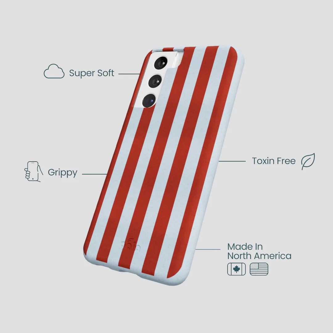 Powder Blue Copper Stripes Samsung Galaxy S21 Case - Image 3