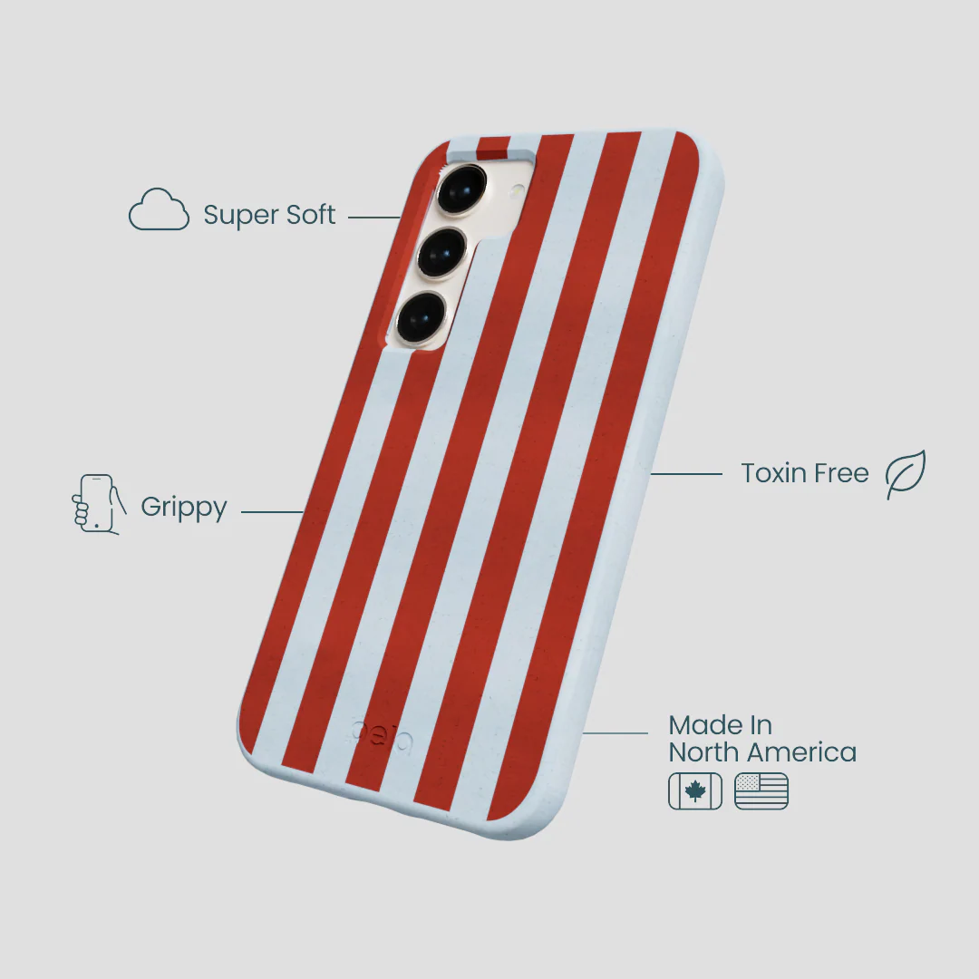 Powder Blue Copper Stripes Samsung Galaxy S23 Case - Image 3