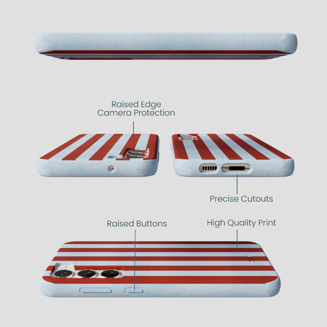 Powder Blue Copper Stripes Samsung Galaxy S23+(Plus) Case - Image 2