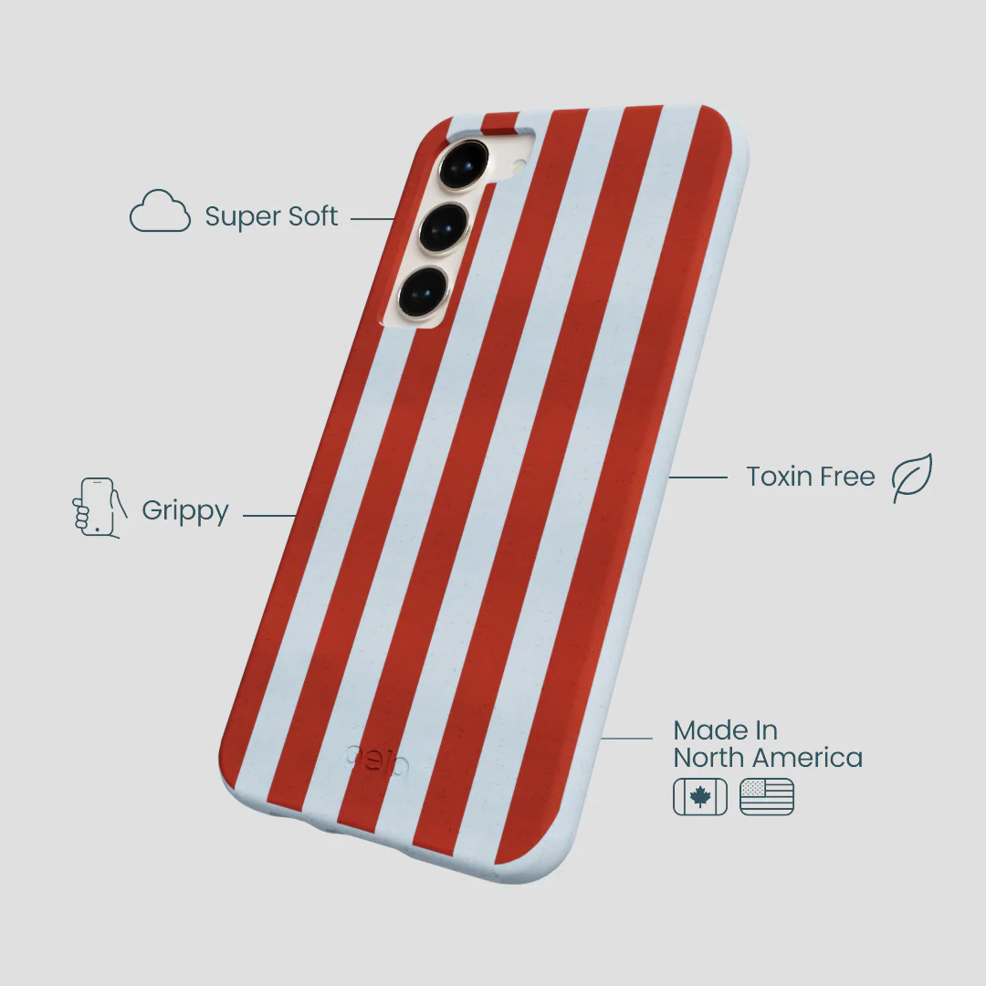 Powder Blue Copper Stripes Samsung Galaxy S23+(Plus) Case - Image 3