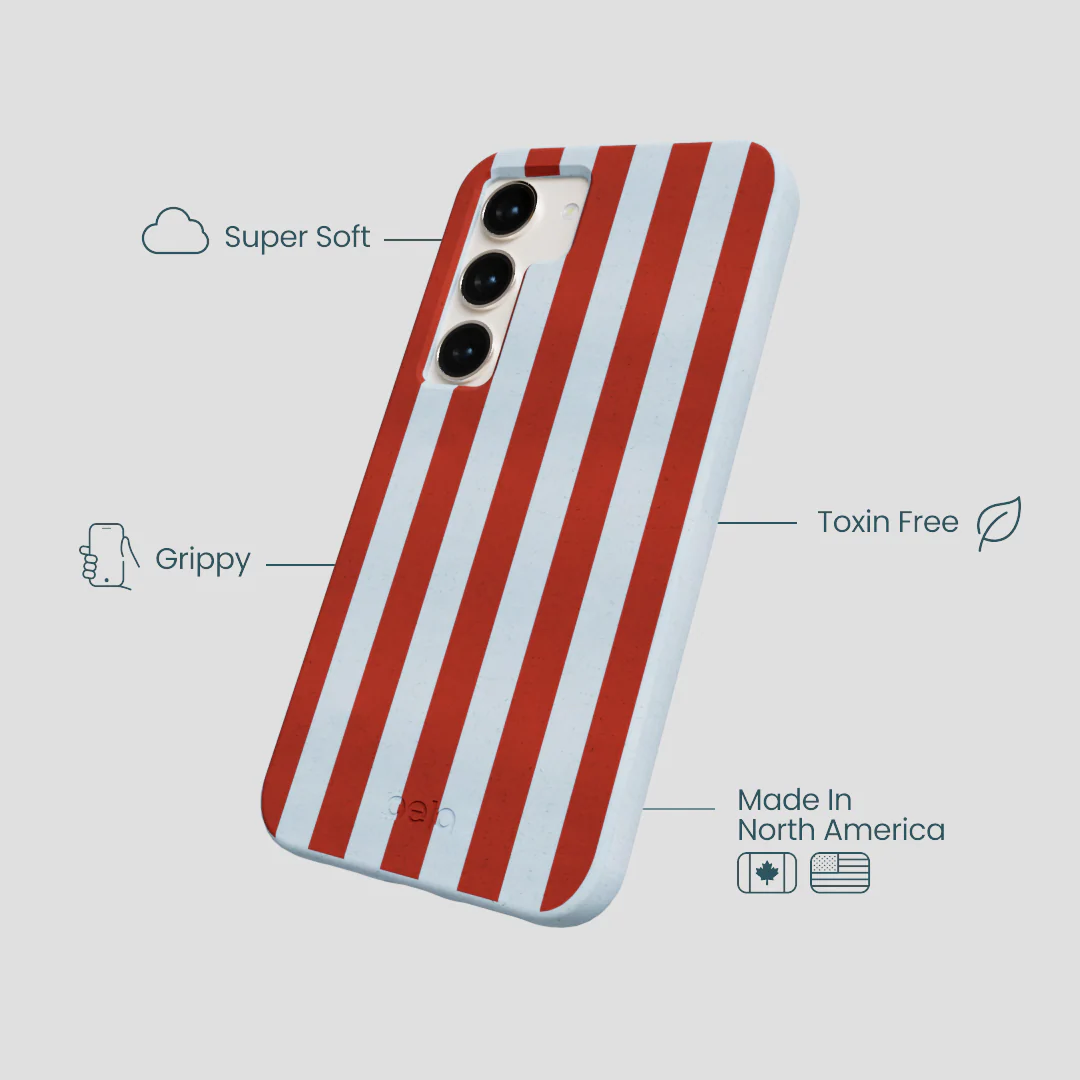 Powder Blue Copper Stripes Samsung Galaxy S24 Case - Image 3