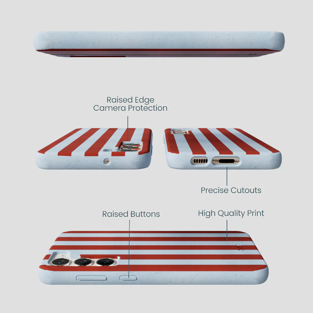 Powder Blue Copper Stripes Samsung Galaxy S24+(Plus) Case - Image 2