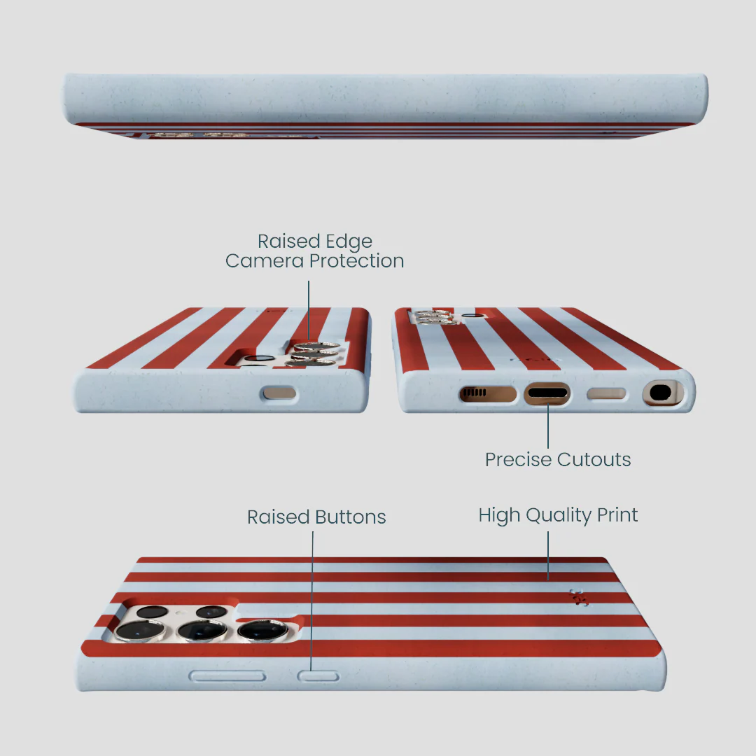 Powder Blue Copper Stripes Samsung Galaxy S24 Ultra Case - Image 2
