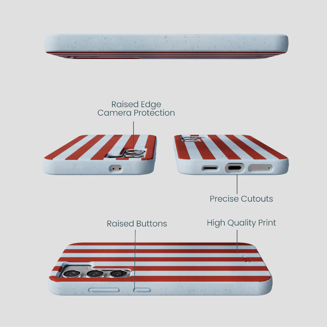 Powder Blue Copper Stripes Samsung Galaxy S25 Case - Image 2