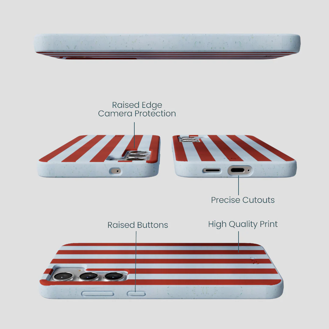 Powder Blue Copper Stripes Samsung Galaxy S25+(Plus) Case - Image 2