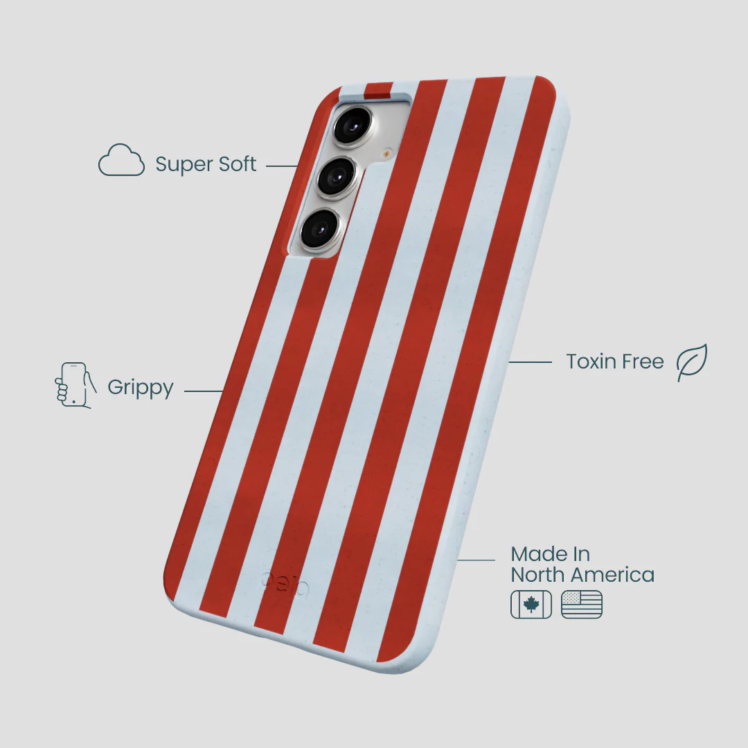 Powder Blue Copper Stripes Samsung Galaxy S25+(Plus) Case - Image 3