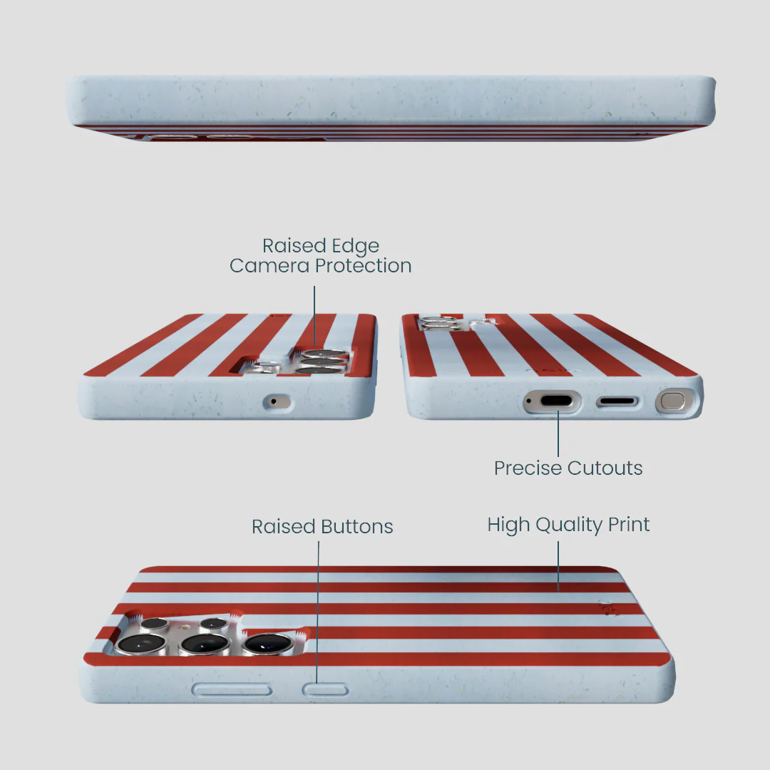 Powder Blue Copper Stripes Samsung Galaxy S25 Ultra Case - Image 2