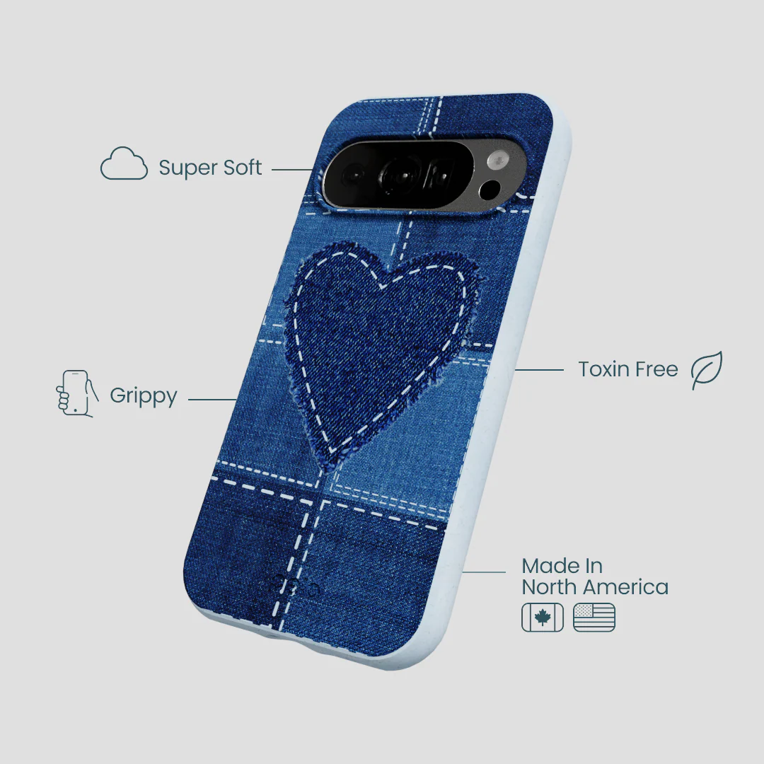 Powder Blue Denim Heart Google Pixel 10/10 Pro Case - Image 4
