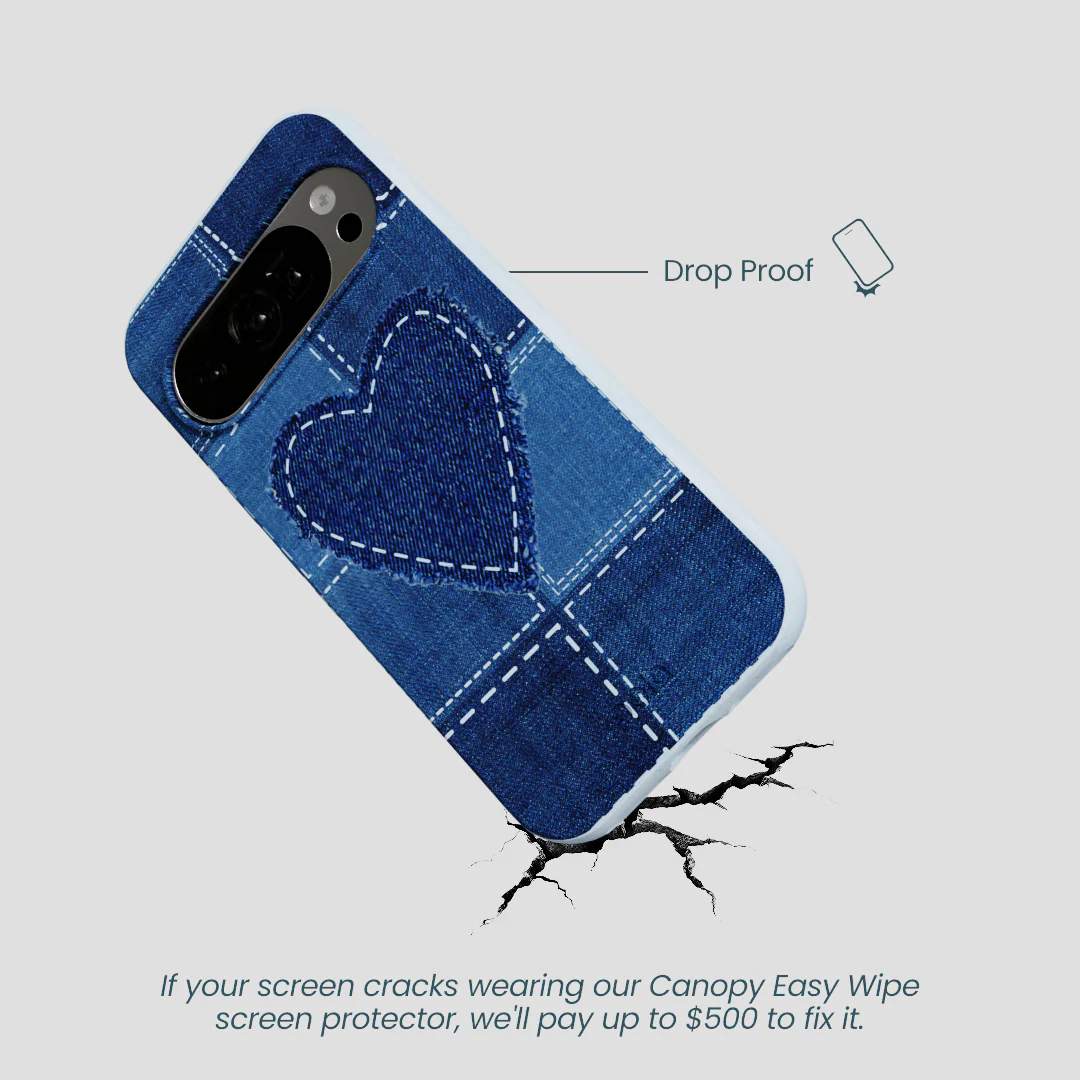 Powder Blue Denim Heart Google Pixel 10/10 Pro Case - Image 5